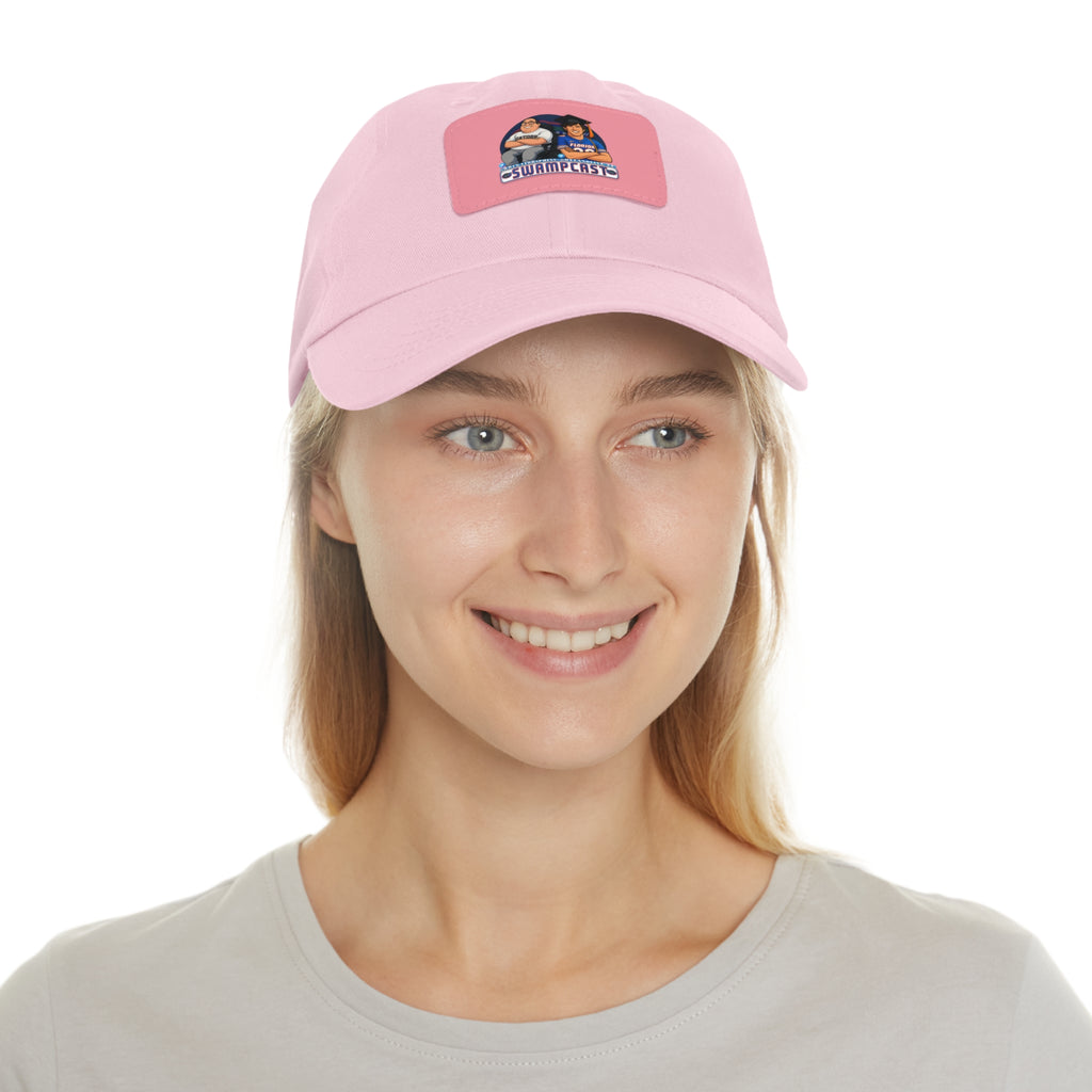 Swampcasts Leather Patch Dad Hat – Retro Sports Podcast Logo Cap