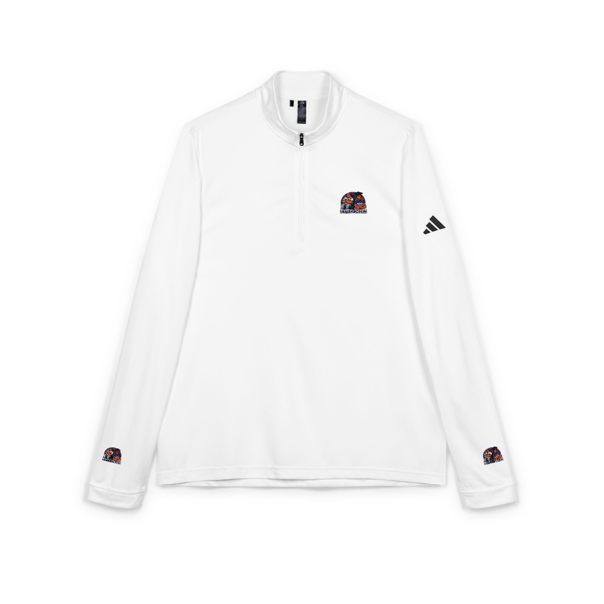 Quarter-Zip Pullover — Embroidered Floral Skull Logo