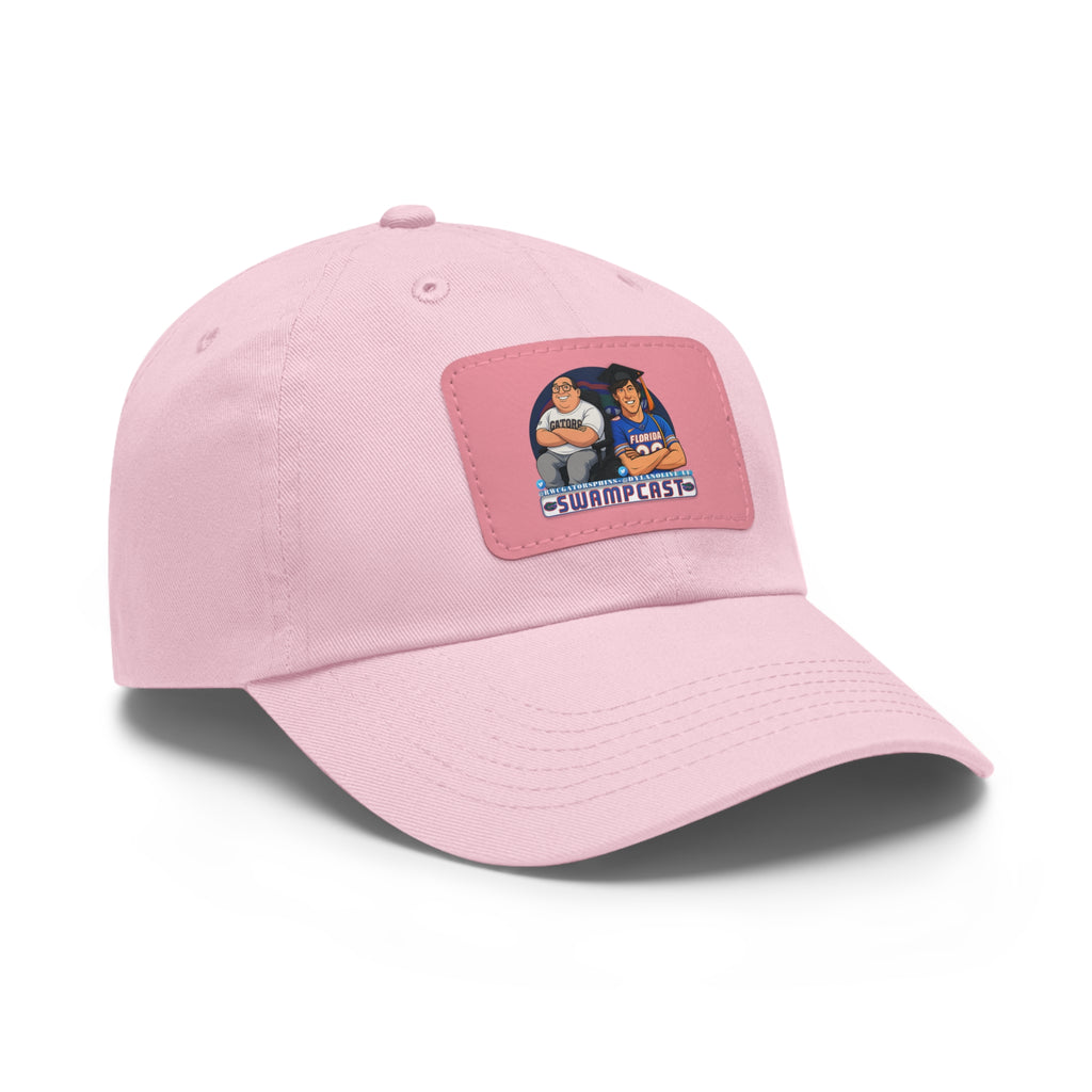 Swampcasts Leather Patch Dad Hat – Retro Sports Podcast Logo Cap