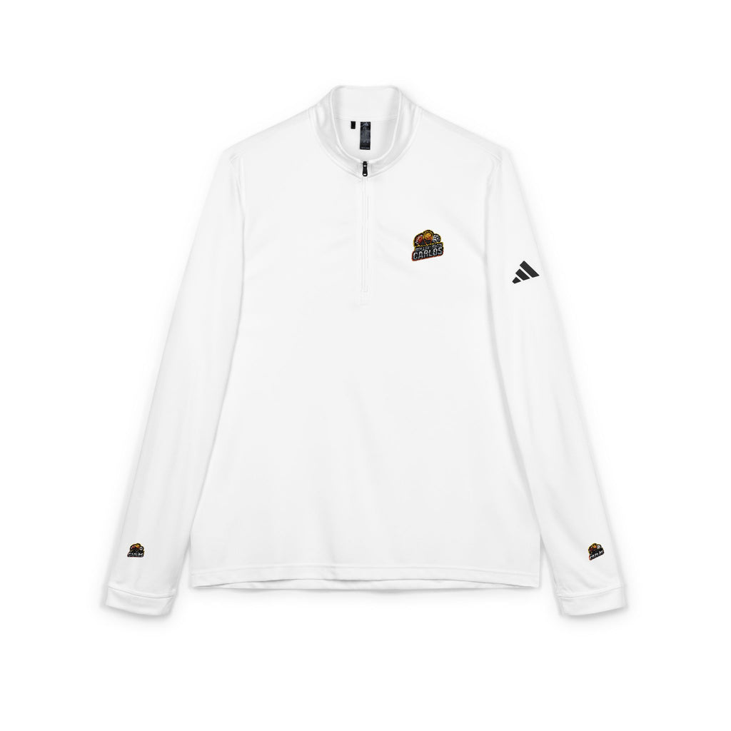 Embroidered Adidas Quarter-Zip Pullover — White Performance Pullover