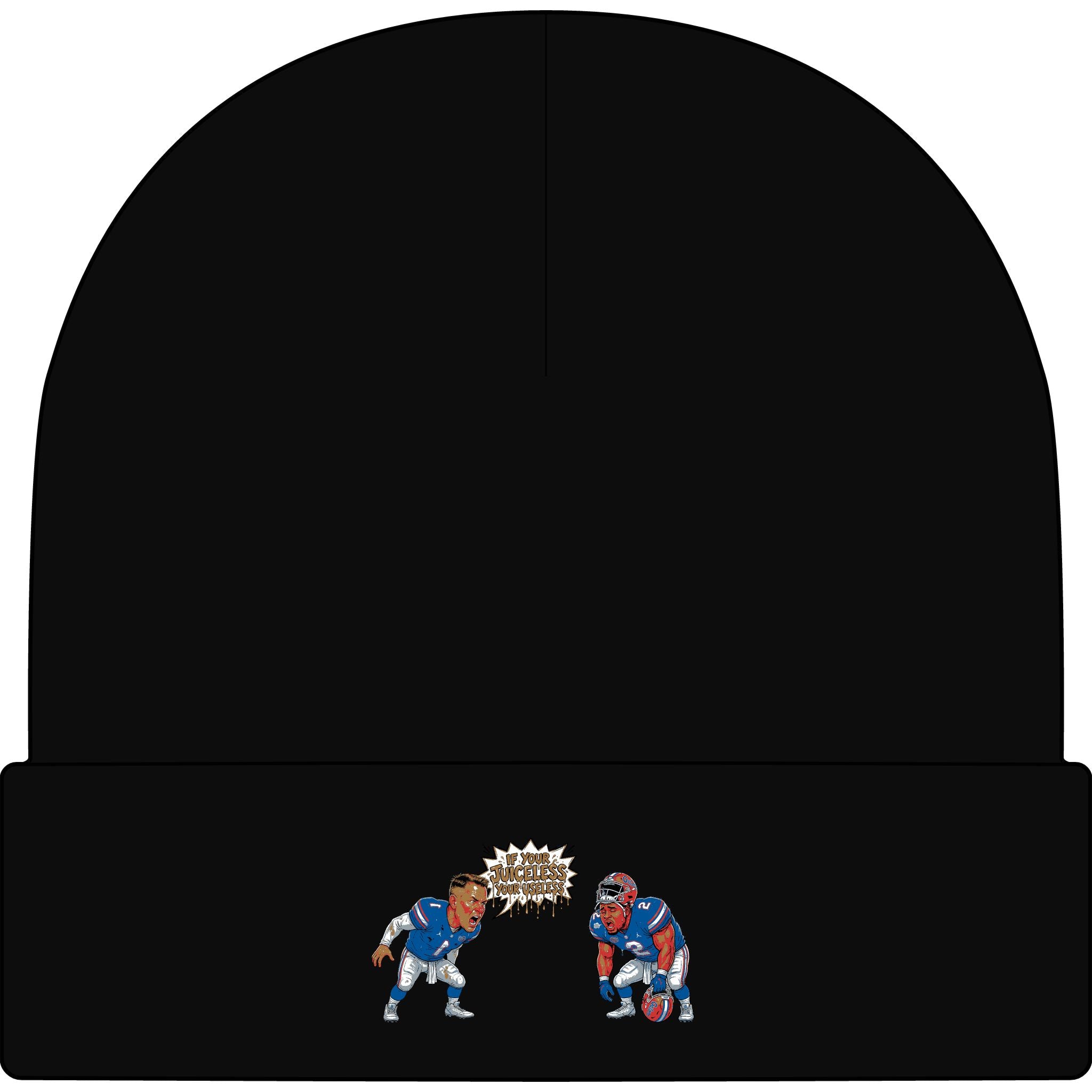 Cuffed Beanie - Retro Football Faceoff Knit Hat