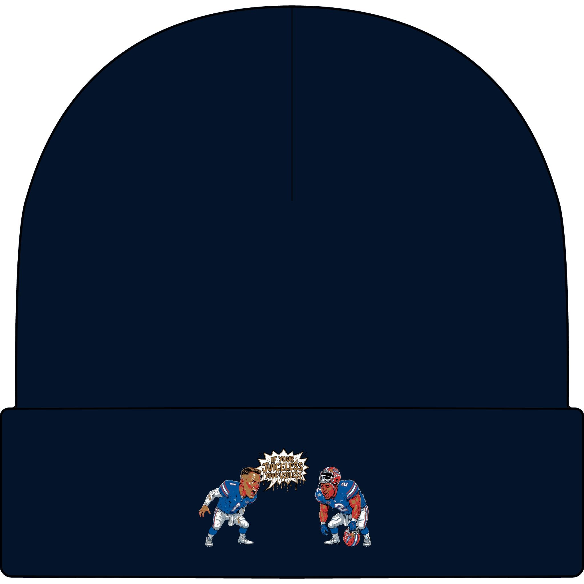 Cuffed Beanie - Retro Football Faceoff Knit Hat