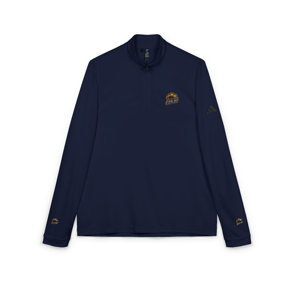 Embroidered Adidas Quarter-Zip Pullover — White Performance Pullover