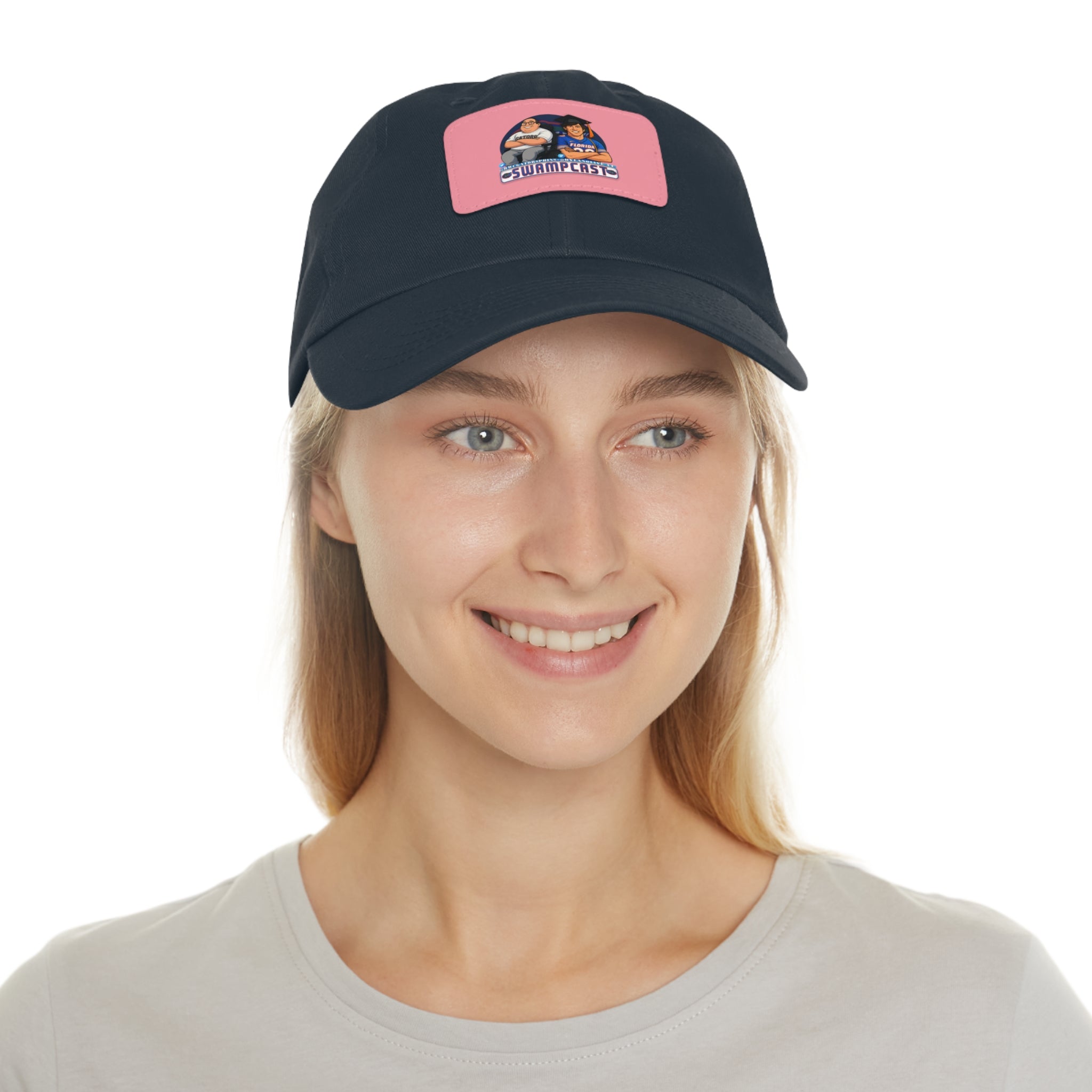Swampcasts Leather Patch Dad Hat – Retro Sports Podcast Logo Cap
