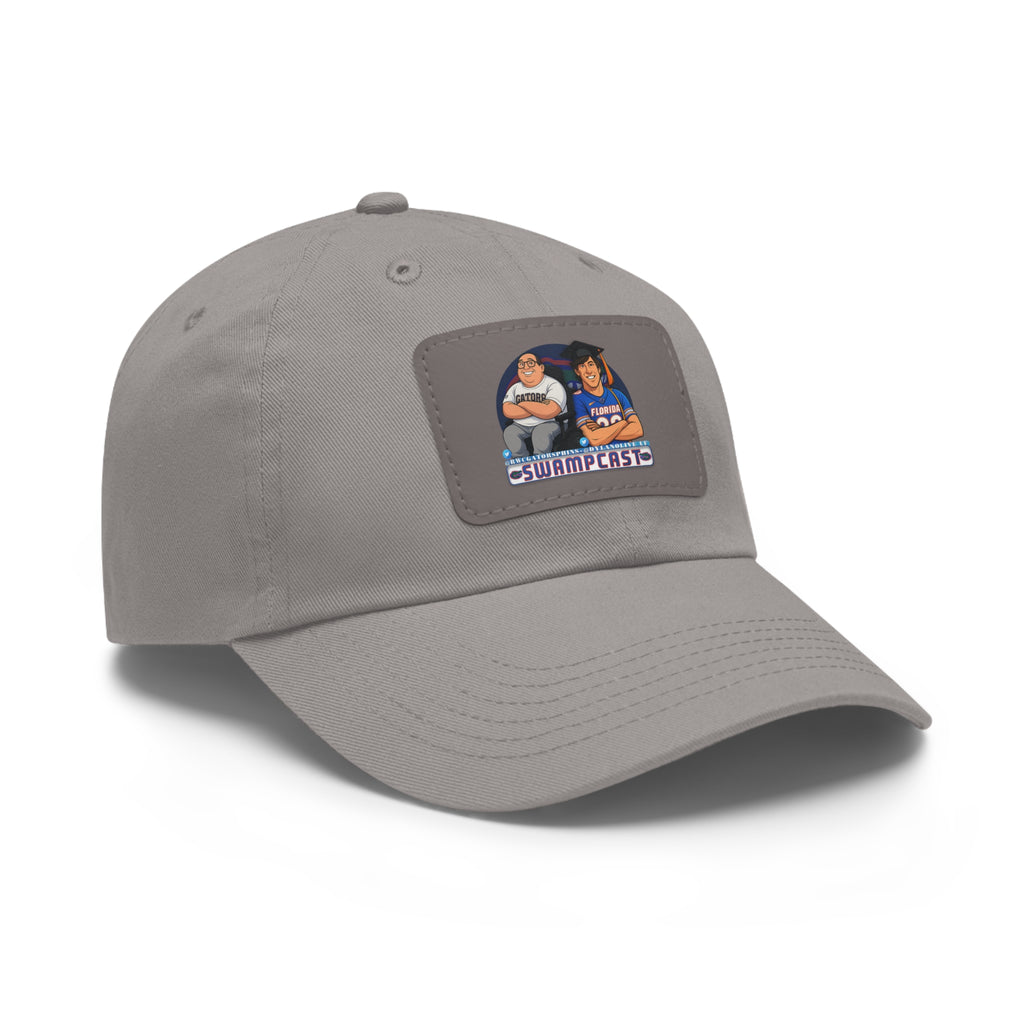 Swampcasts Leather Patch Dad Hat – Retro Sports Podcast Logo Cap