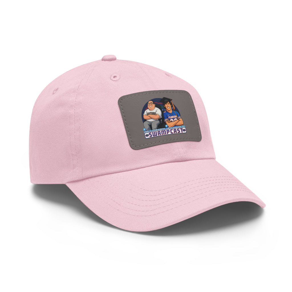 Swampcasts Leather Patch Dad Hat – Retro Sports Podcast Logo Cap