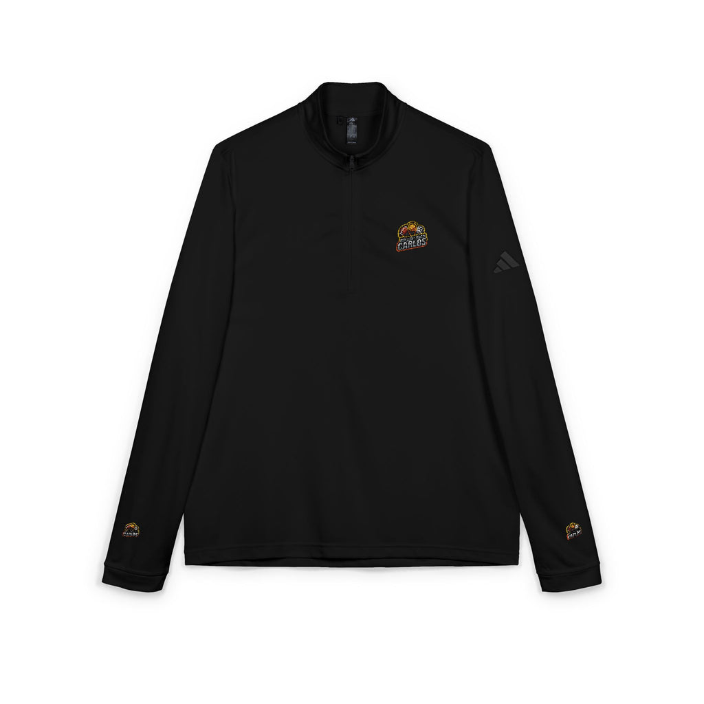 Embroidered Adidas Quarter-Zip Pullover — White Performance Pullover