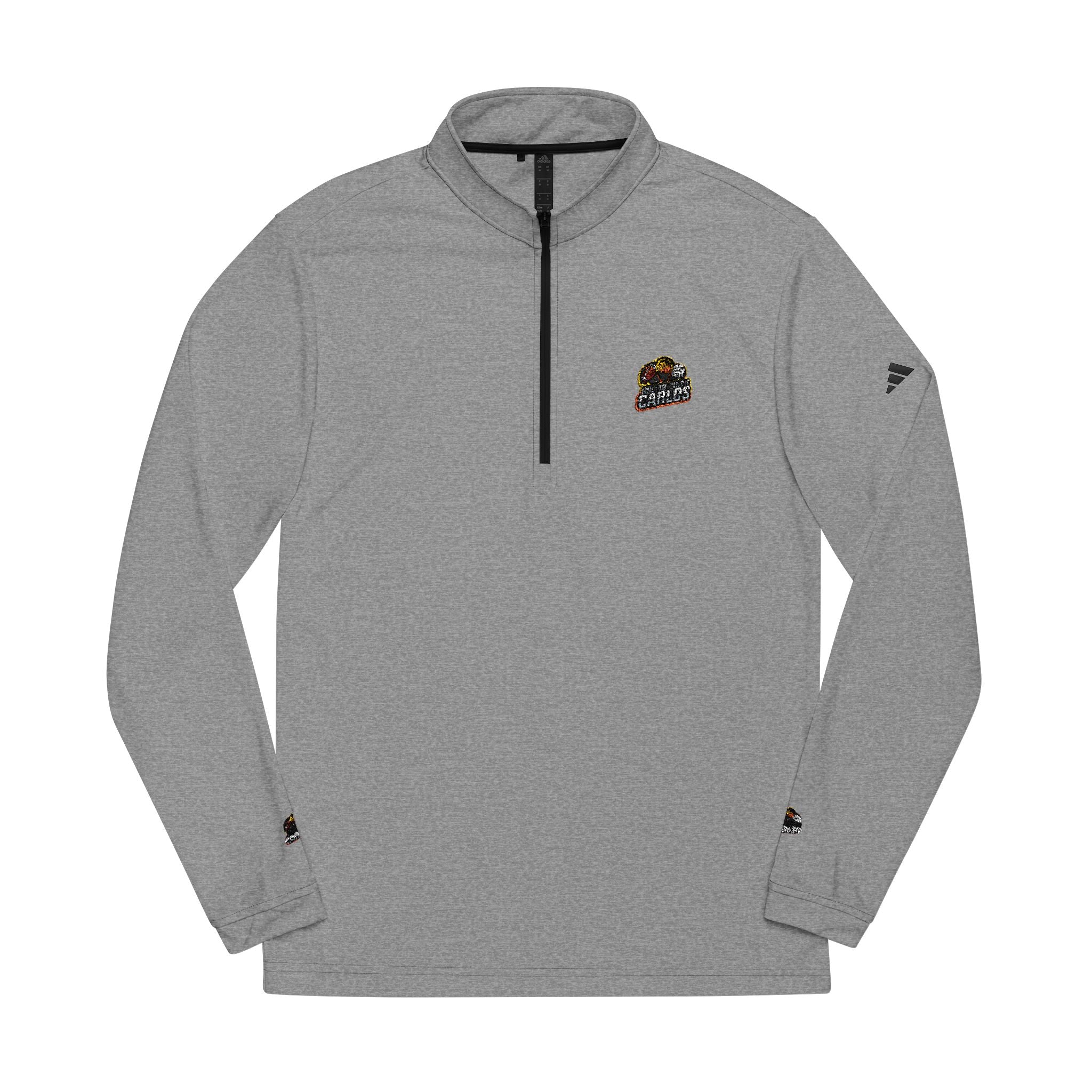 Embroidered Adidas Quarter-Zip Pullover — White Performance Pullover
