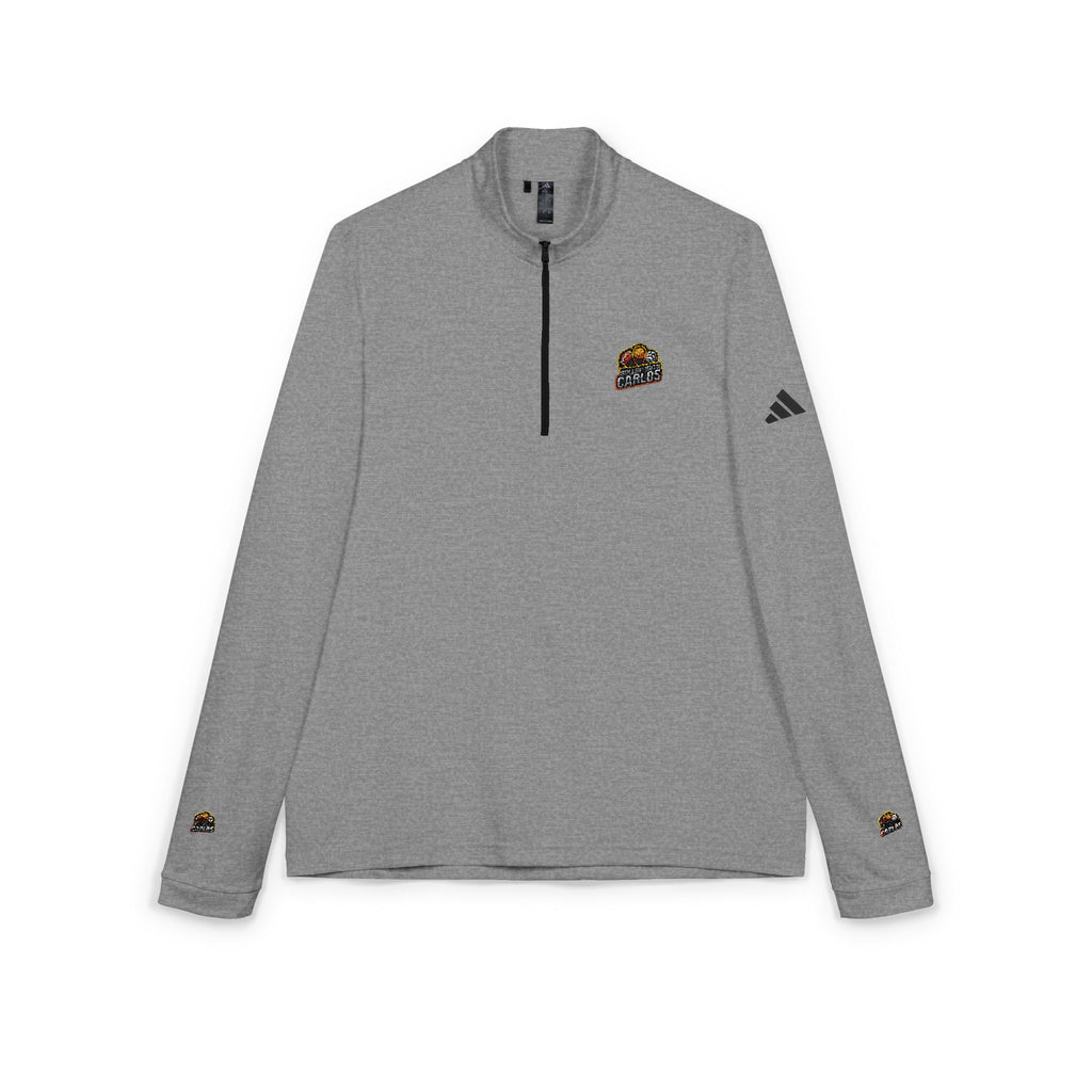 Embroidered Adidas Quarter-Zip Pullover — White Performance Pullover