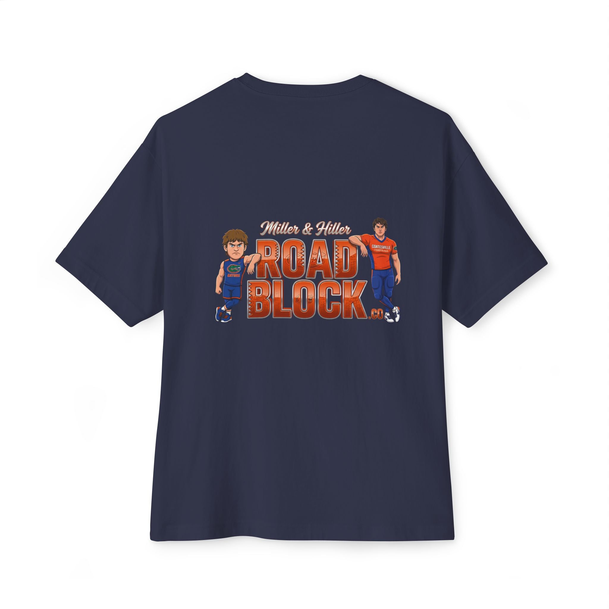 Roadblock Graphic Tee — 'Road Block' Cartoon Soccer Players Chest & Back Print