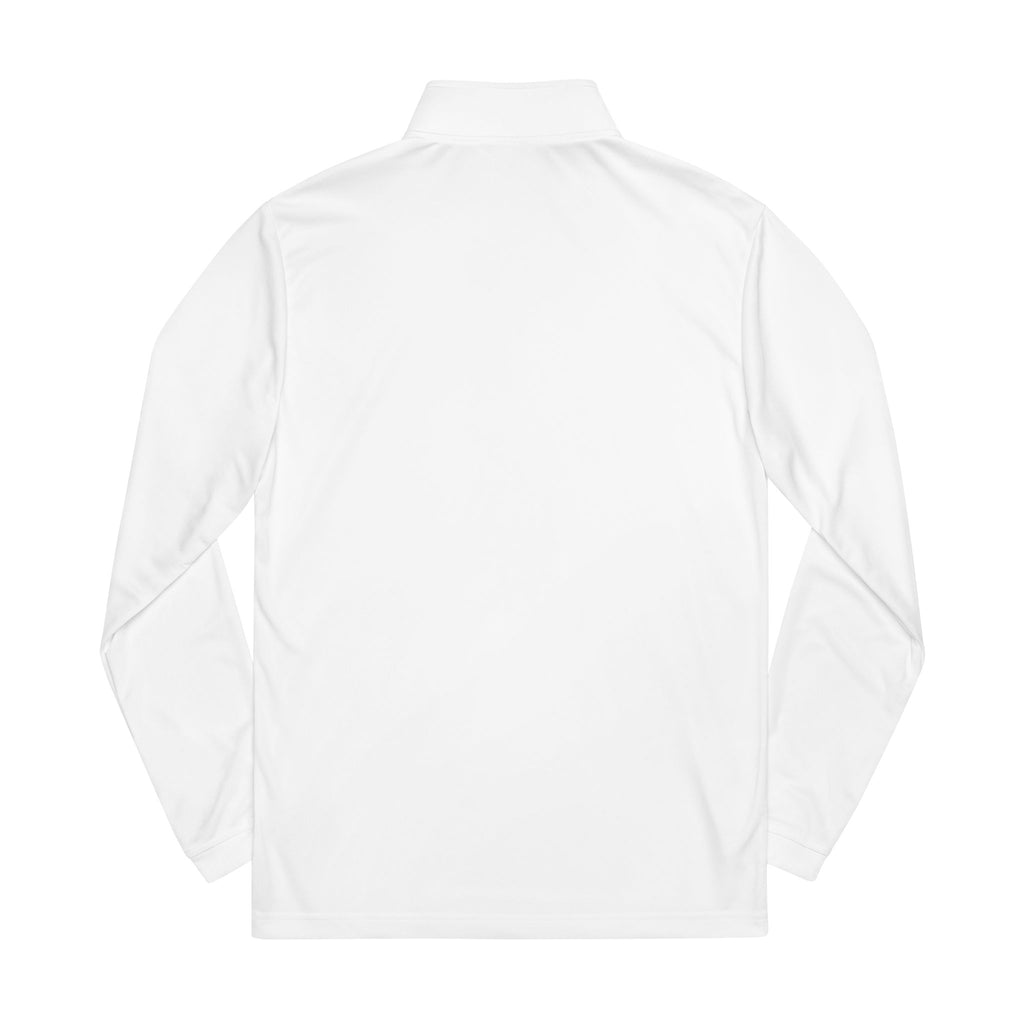 Embroidered Adidas Quarter-Zip Pullover — White Performance Pullover
