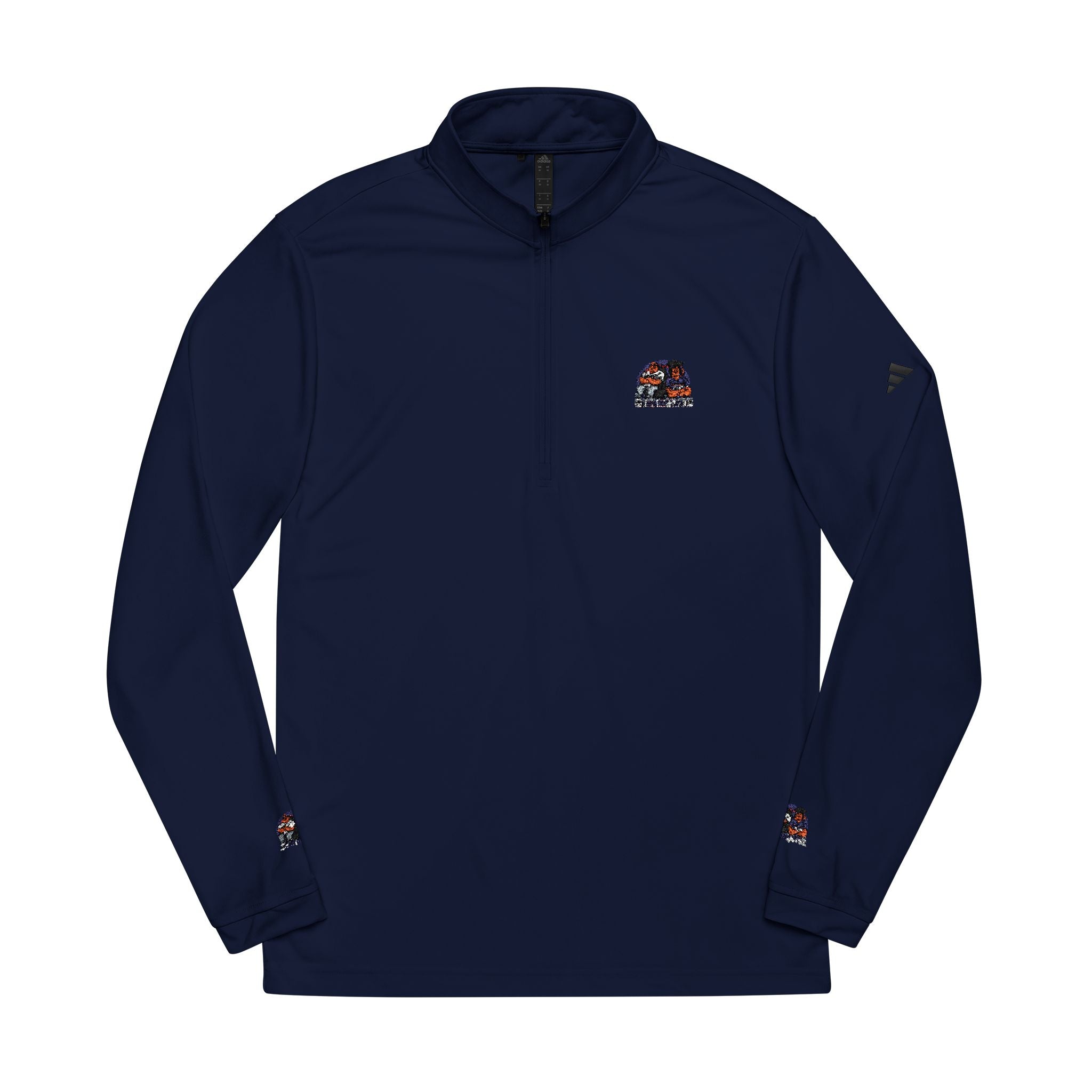 Quarter-Zip Pullover — Embroidered Floral Skull Logo