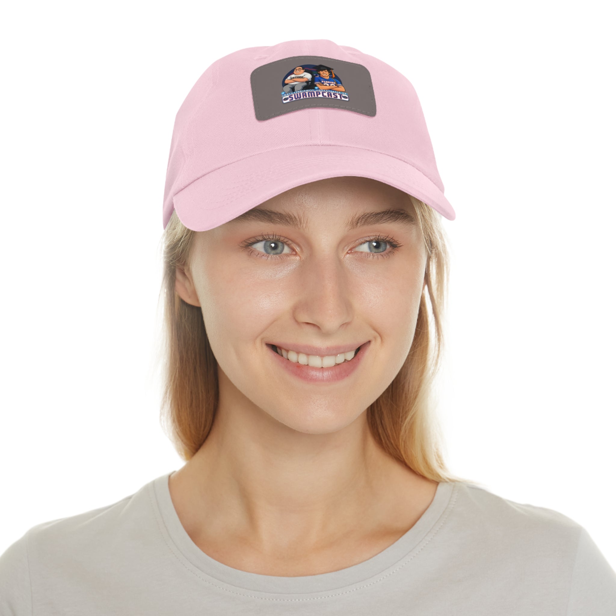 Swampcasts Leather Patch Dad Hat – Retro Sports Podcast Logo Cap