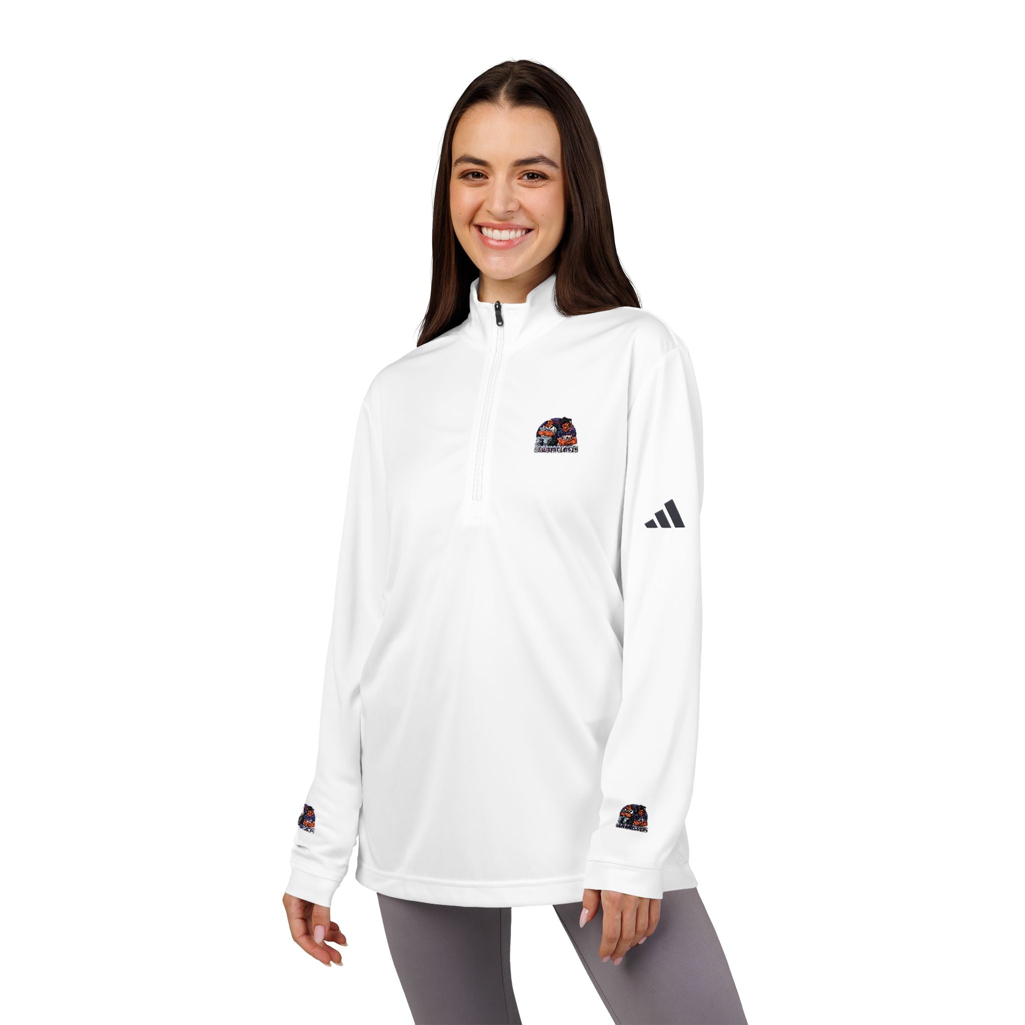 Quarter-Zip Pullover — Embroidered Floral Skull Logo
