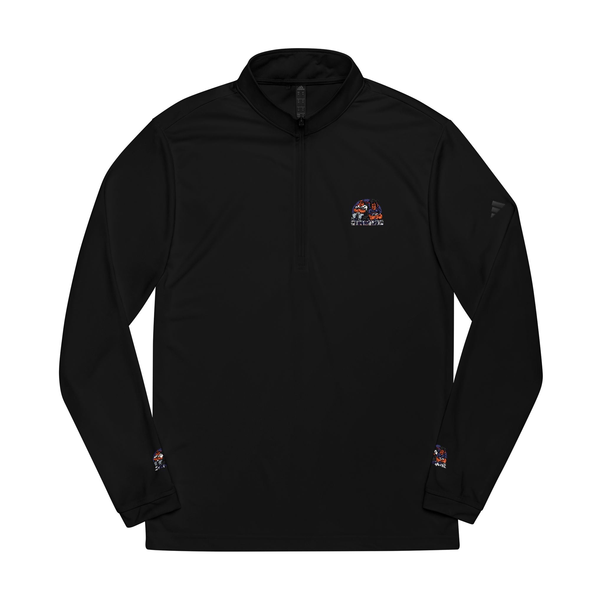 Quarter-Zip Pullover — Embroidered Floral Skull Logo