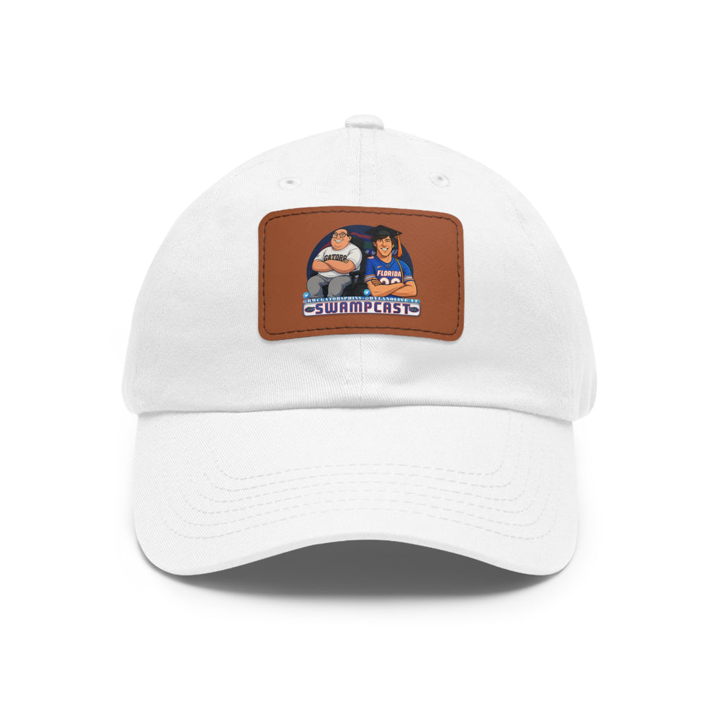 Swampcasts Leather Patch Dad Hat – Retro Sports Podcast Logo Cap