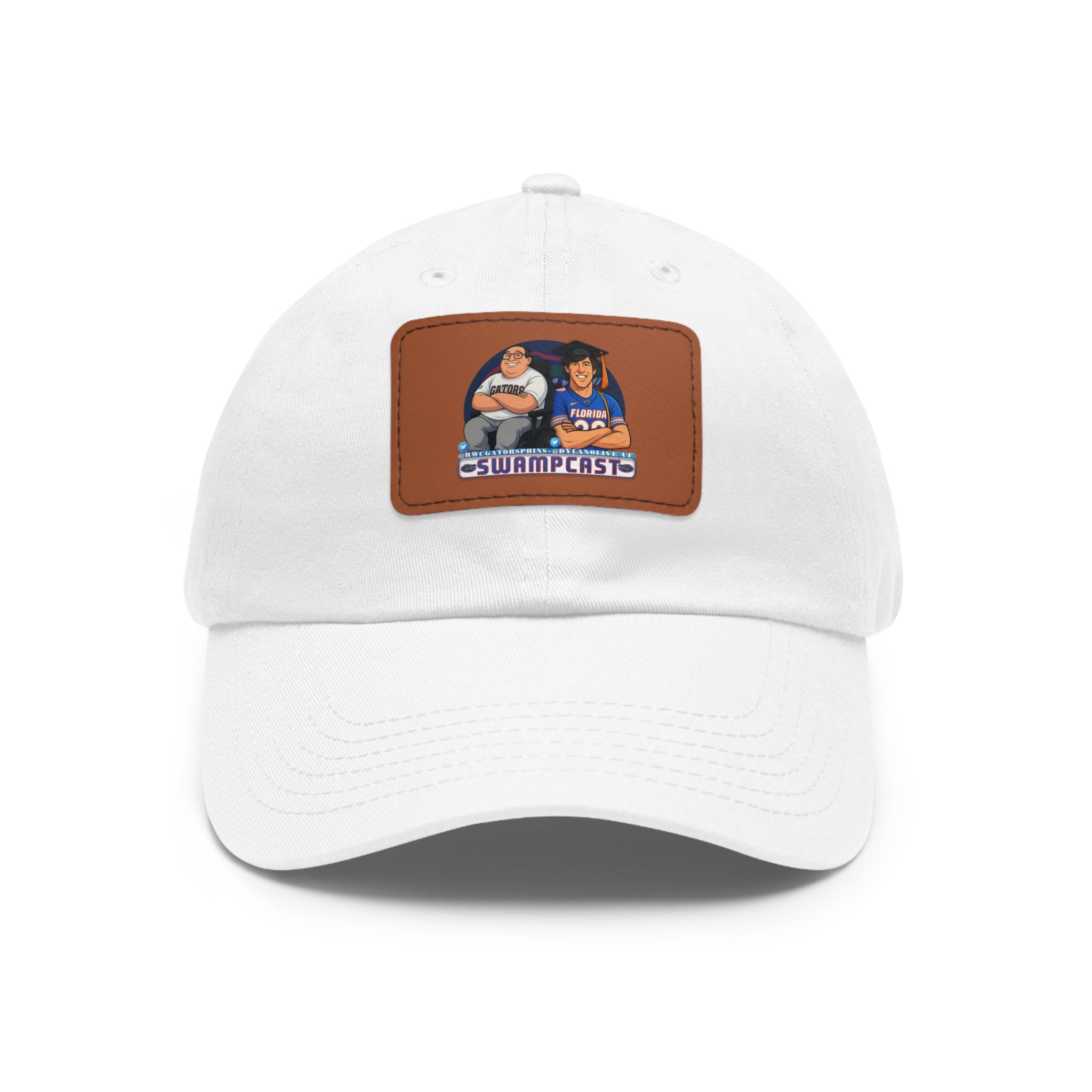 Swampcasts Leather Patch Dad Hat – Retro Sports Podcast Logo Cap