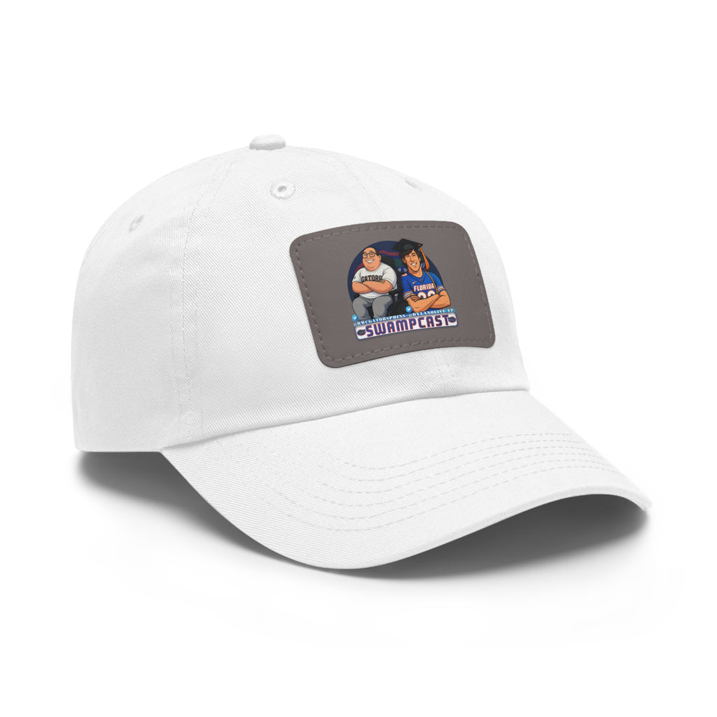 Swampcasts Leather Patch Dad Hat – Retro Sports Podcast Logo Cap